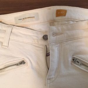 Cream white moto style jeans